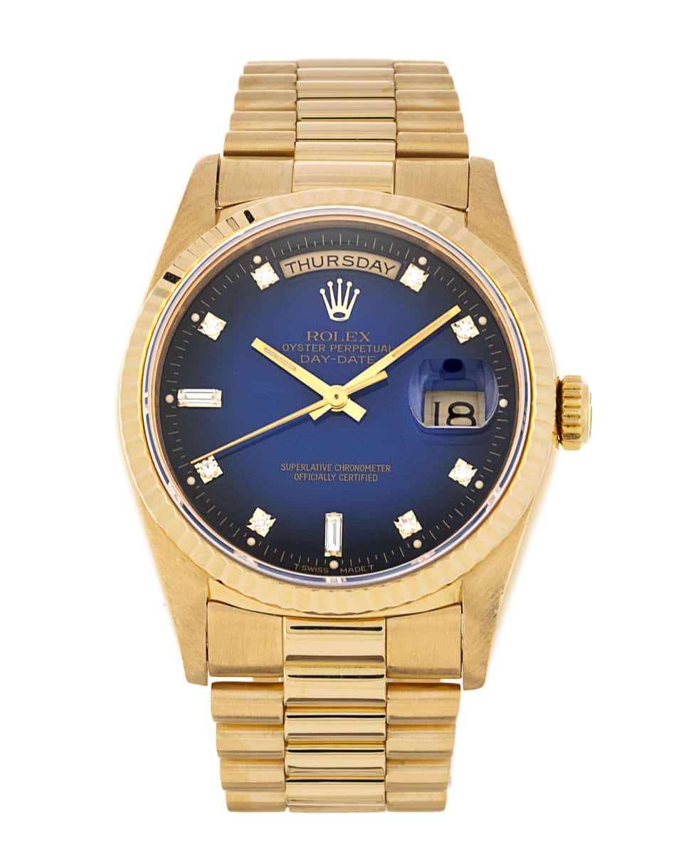 Rolex day sales date gold blue